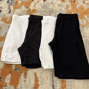 Lot of 4 girls bike gym athletic knit shorts white black size 10/12 large
